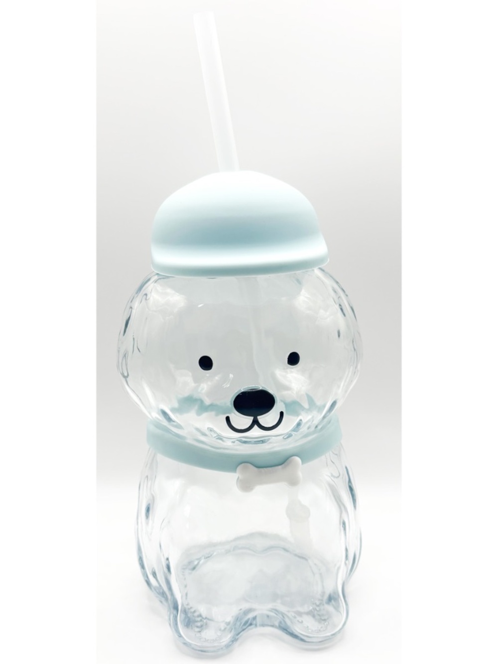 NWT Puppy shaped glass tumbler with straw